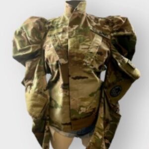 Camoflauge Peplum Bomber Jacket
